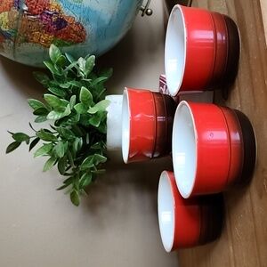 Denby stoneware ramekins red black